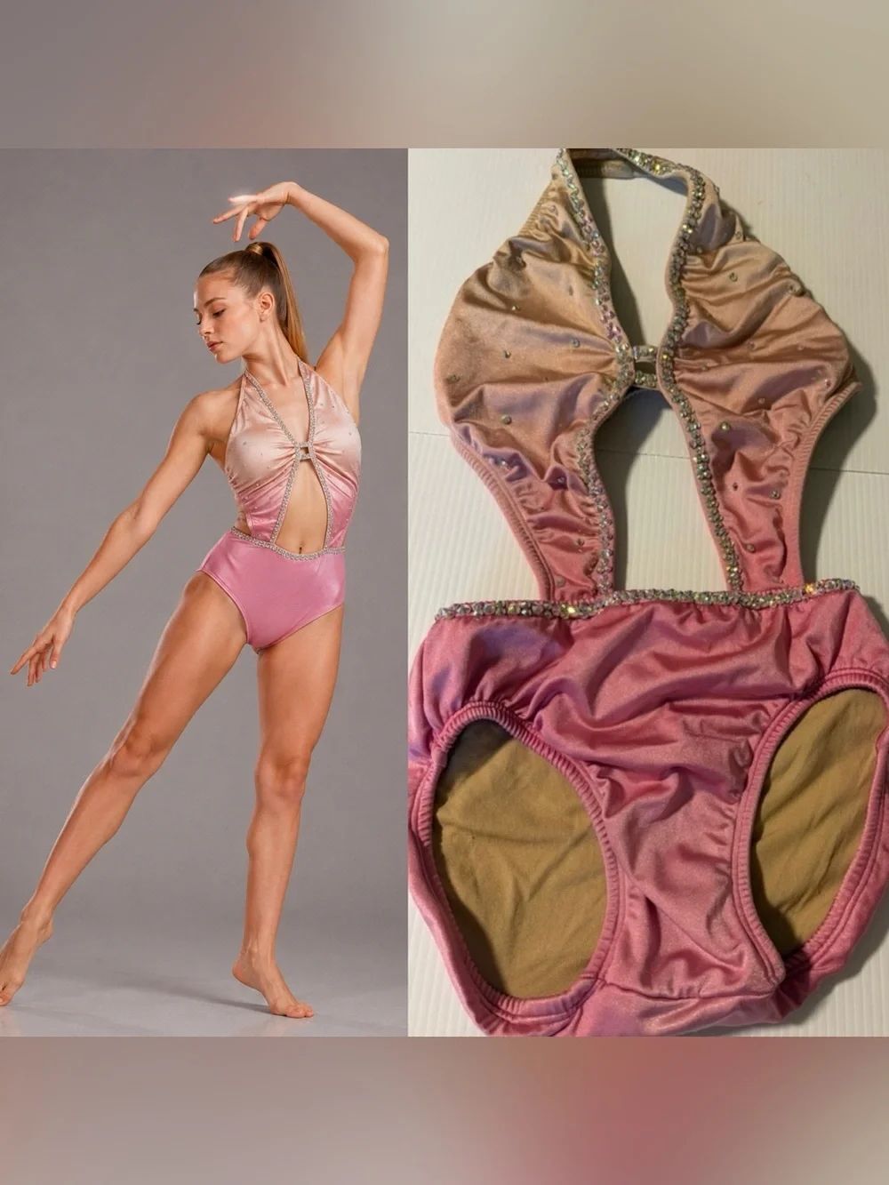 Second Skin Custom solo dance costume convention watercolor ombre pink LC child